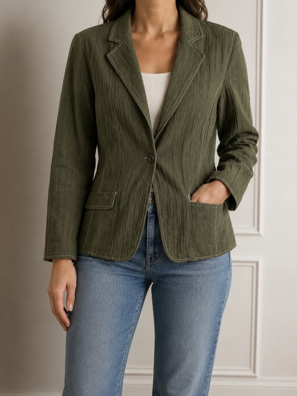 Chico's Blazer Size 3 US Size XL Women's Single Button Embroidered Liner